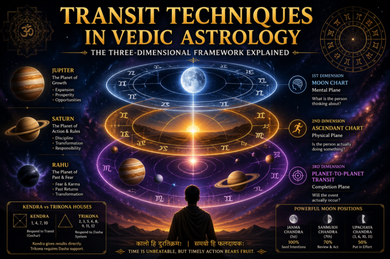 Transit Techniques in Vedic Astrology — Three-Dimensional Framework Explained -DKSCORE