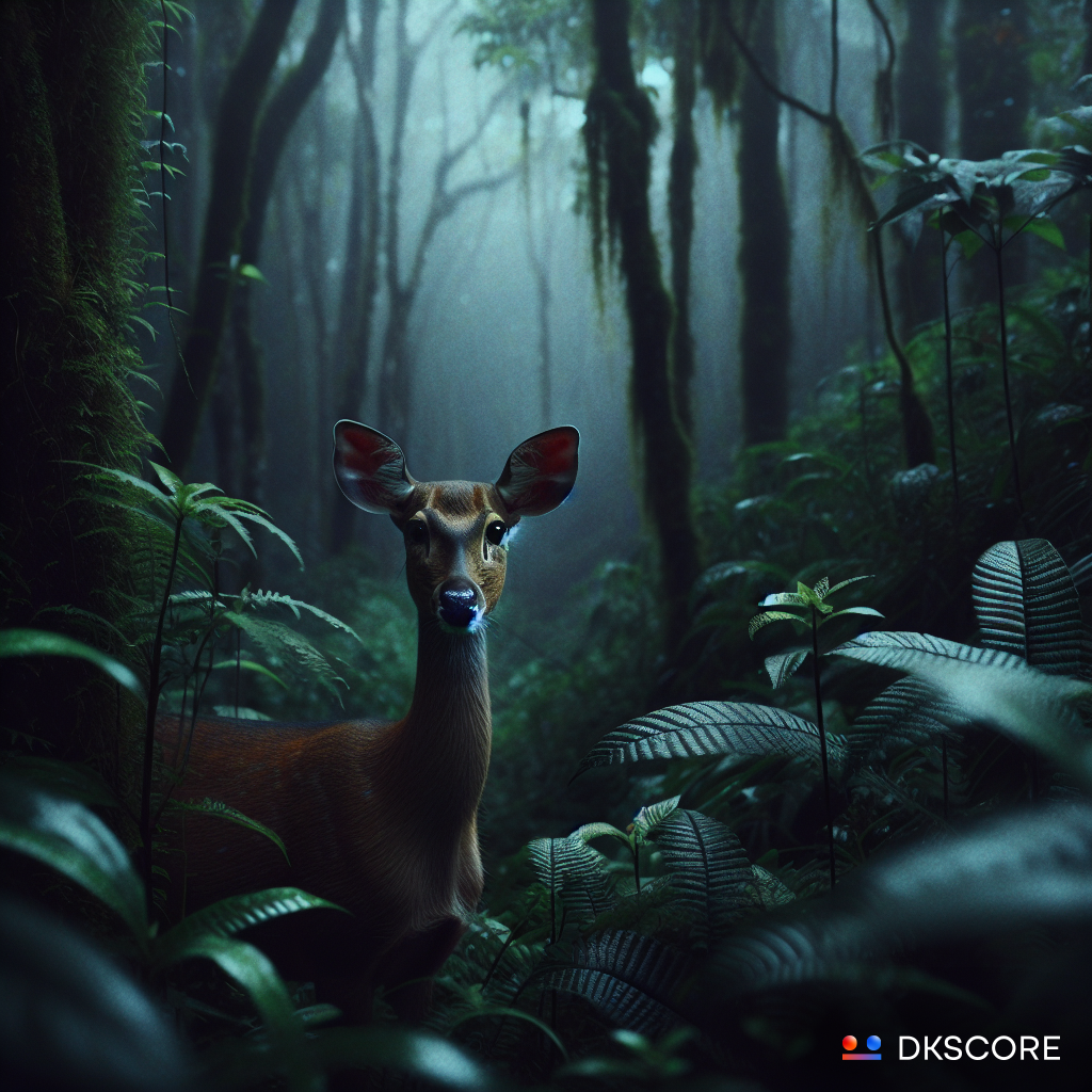 Alt_text:_A_graceful_deer_stands_amidst_a_dense_forest,_its_ears_perked_up_and_eyes_wide_open,_exuding_an_aura_of_alertness_and_agility._The_deer_appears_to_be_on_a_quest,_seeking_something_unknown_within_the_lush_green_surroundings,_epitomizing_the_essence_of_Mrigashira_–_Svarana_Shakti,_or_the_Power_to_Seek_and_Discover._Sunlight_filters_through_the_canopy,_casting_dappled_shadows_on_the_forest_floor,_enhancing_the_sense_of_mystery_and_exploration.