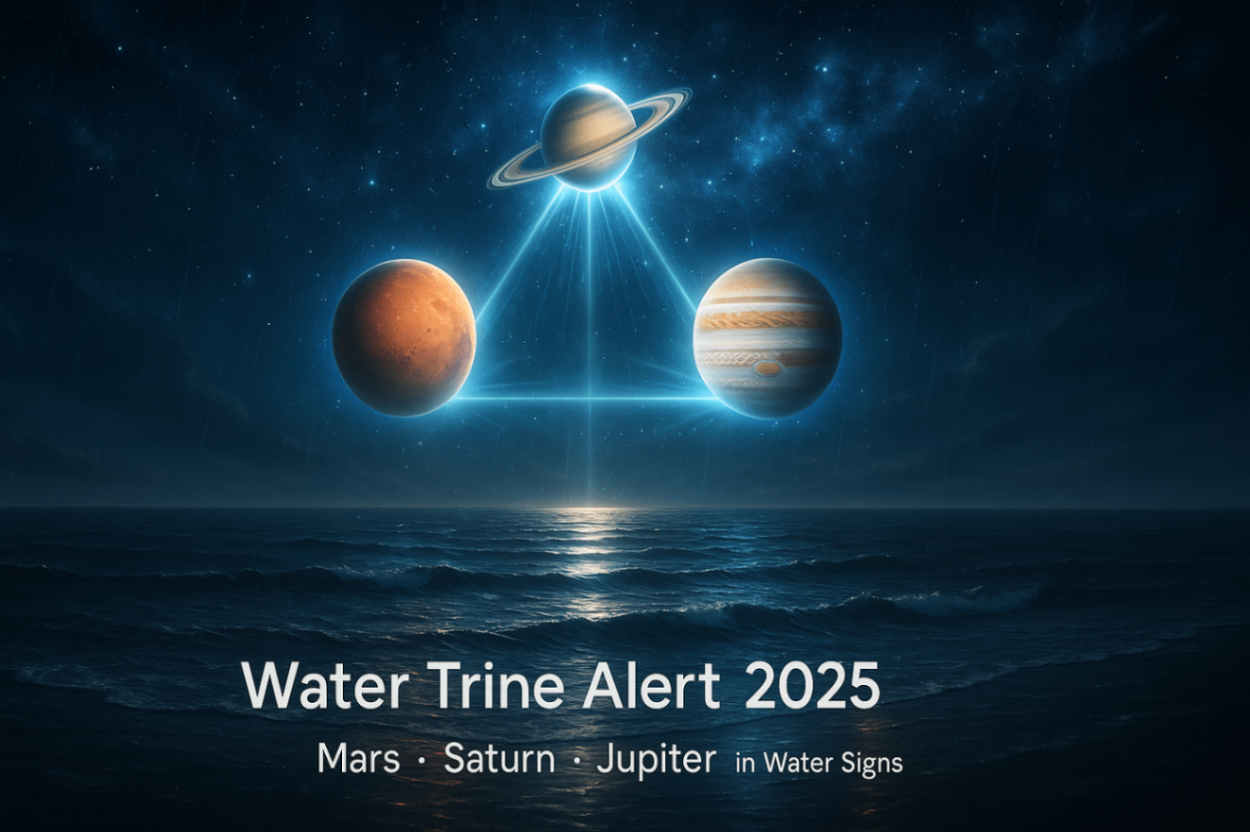 🌊 Water Trine Alert 2025: Mars Saturn & Jupiter Unite in Water Signs — Classical Sutras Flood Symbolism and Global Parallels -DKSCORE